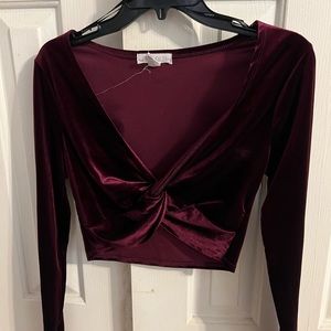 Velvet low burgundy top